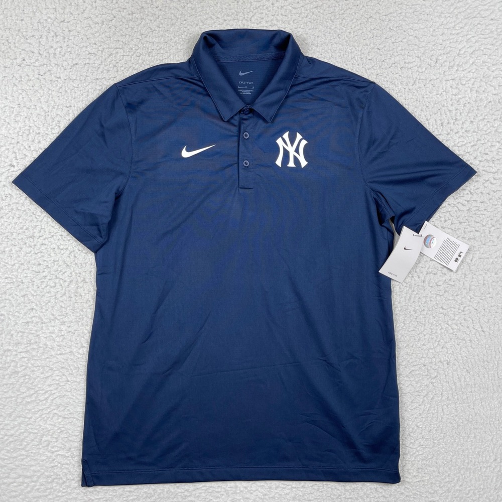 New York Yankees Polo Mens Large Navy Blue Nike Dri-FIT MLB Baseball Athleisure